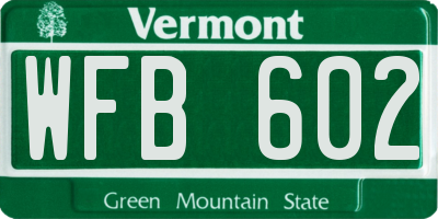 VT license plate WFB602