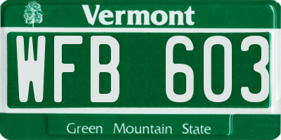 VT license plate WFB603