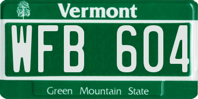 VT license plate WFB604