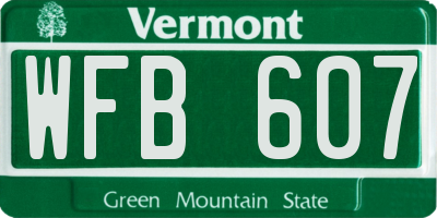 VT license plate WFB607