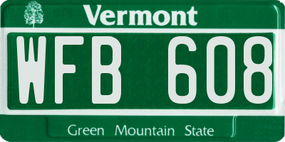 VT license plate WFB608