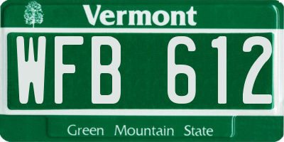 VT license plate WFB612