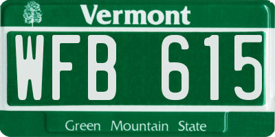 VT license plate WFB615