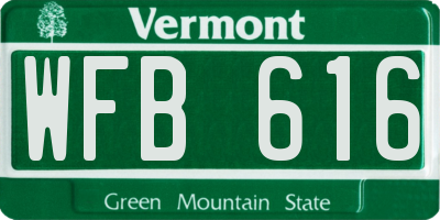 VT license plate WFB616