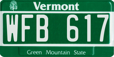 VT license plate WFB617