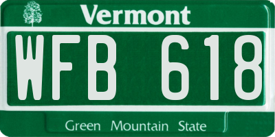 VT license plate WFB618