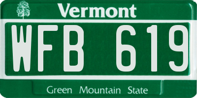 VT license plate WFB619