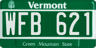 VT license plate WFB621