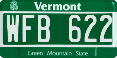 VT license plate WFB622