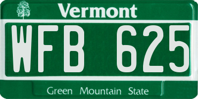 VT license plate WFB625