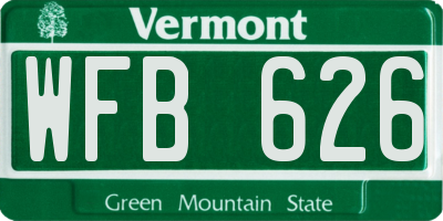 VT license plate WFB626