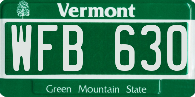 VT license plate WFB630