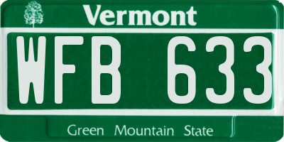 VT license plate WFB633