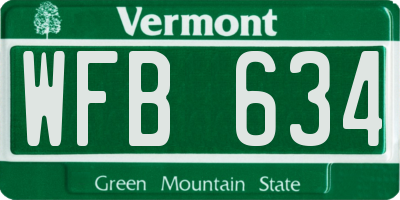 VT license plate WFB634