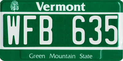 VT license plate WFB635