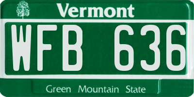 VT license plate WFB636
