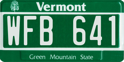 VT license plate WFB641