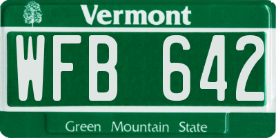 VT license plate WFB642