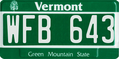 VT license plate WFB643