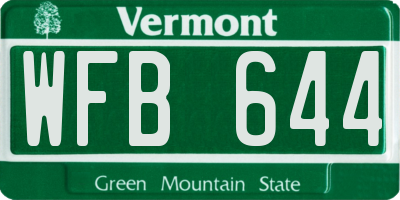 VT license plate WFB644