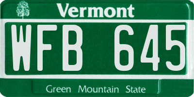 VT license plate WFB645