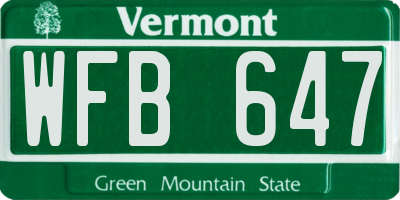 VT license plate WFB647