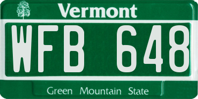 VT license plate WFB648