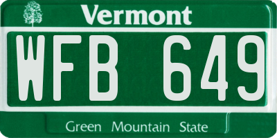 VT license plate WFB649