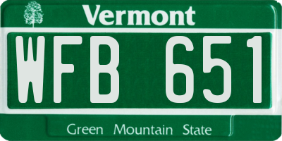 VT license plate WFB651