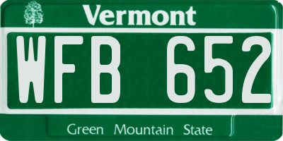 VT license plate WFB652