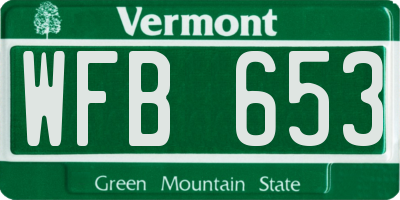 VT license plate WFB653