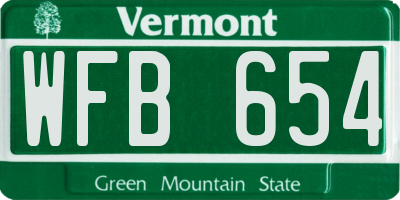 VT license plate WFB654