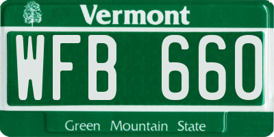 VT license plate WFB660