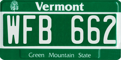 VT license plate WFB662