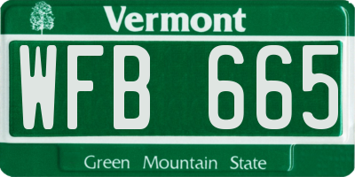 VT license plate WFB665