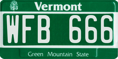 VT license plate WFB666