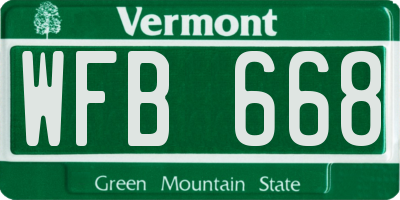 VT license plate WFB668