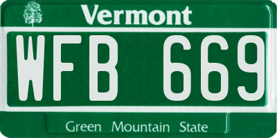 VT license plate WFB669