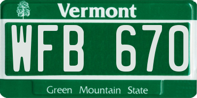 VT license plate WFB670