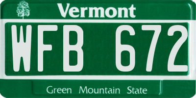 VT license plate WFB672