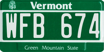 VT license plate WFB674