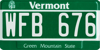 VT license plate WFB676