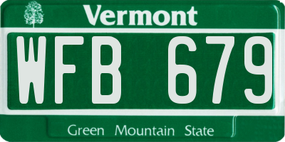 VT license plate WFB679