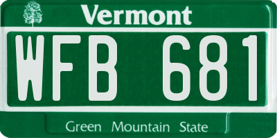 VT license plate WFB681