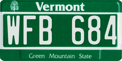 VT license plate WFB684