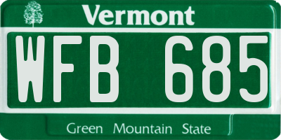 VT license plate WFB685