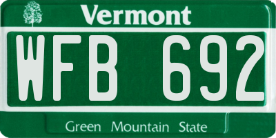 VT license plate WFB692