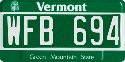 VT license plate WFB694