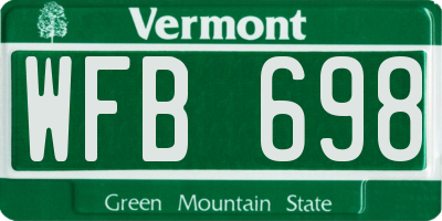 VT license plate WFB698