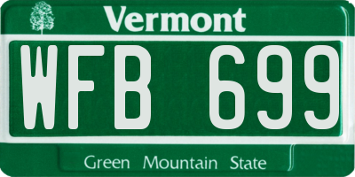 VT license plate WFB699
